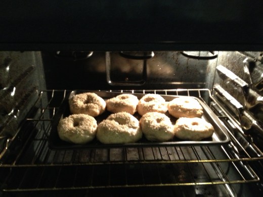 Fresh whole wheat bagels in the oven